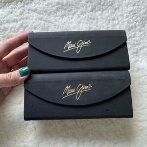 2 Used Maui Jim Sunglasses Case Black Tri-Fold Triangle Shaped